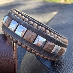 Artisan Crafted Studded Chunky Wood Bangle Bracelet